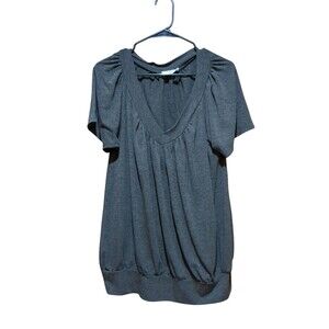Zenana Outfitters Blouse V-Neck Short Sleeve Color Gray Xl